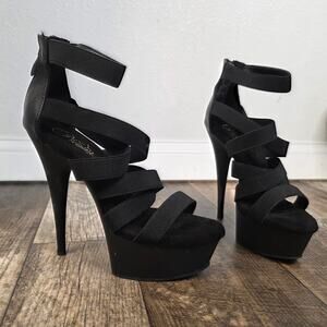 Pleaser Delight-669 6" Black Platform Heels Criss Cross Sandal